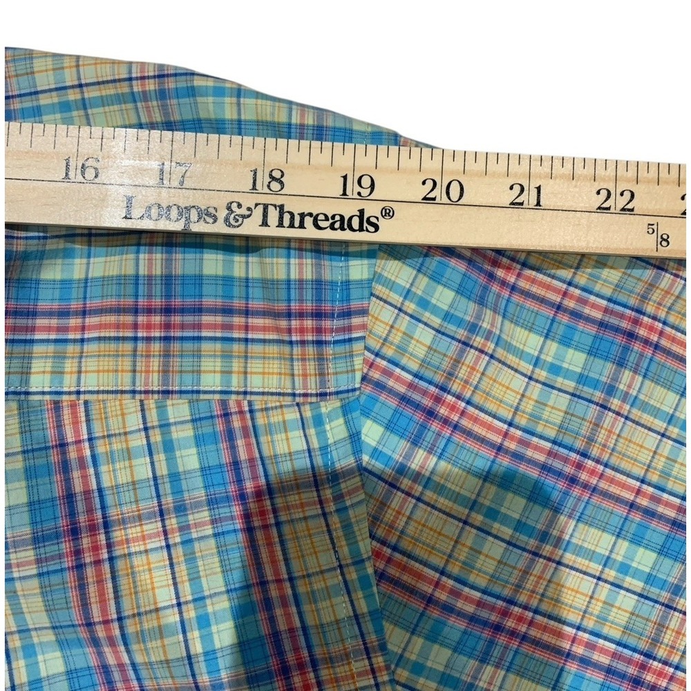 Alan Flusser Mens Shirt Plaid Button Down Short‎ Sleeve COLORFUL Plaid Size L - Picture 9 of 10